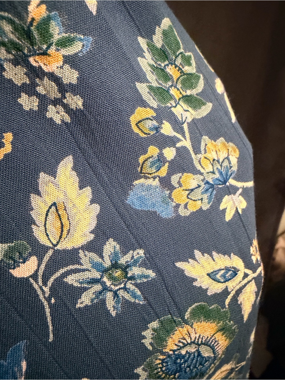 Angie Navy Floral Smocked Boho Maxi Dress Ruffle Hem Size L - Picture 2 of 4